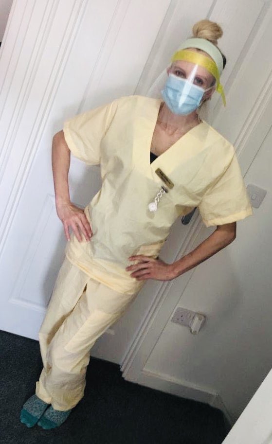 RawlinsAcademy's tweet photo. Former Rawlins student Katie is a Staff Nurse in Mental Health who is currently frontline, dealing with patients who have Covid-19. We were delighted to send her a full set of PPE equipment - scrubs, a headband and a visor to keep her safe. #HelpTheNHS #PPEfortheNHS https://t.co/l35FDKntI0