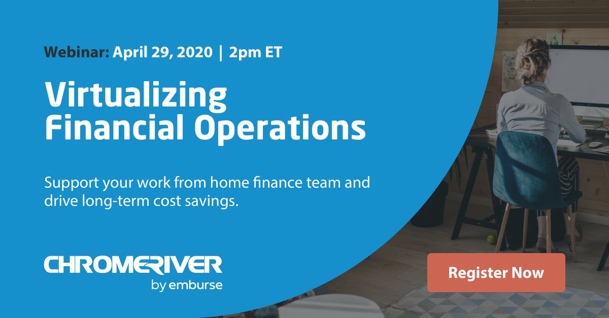 chromeriver's tweet photo. Is working from home impacting your finance team's productivity? Learn how to optimize virtual processes and set your team up for long-term success from leading experts in the finance industry. Join the free webinar: April 29, 2 p.m. ET/11 a.m. PT. https://t.co/0iBAQuEtnZ https://t.co/vtTwHOSpTz