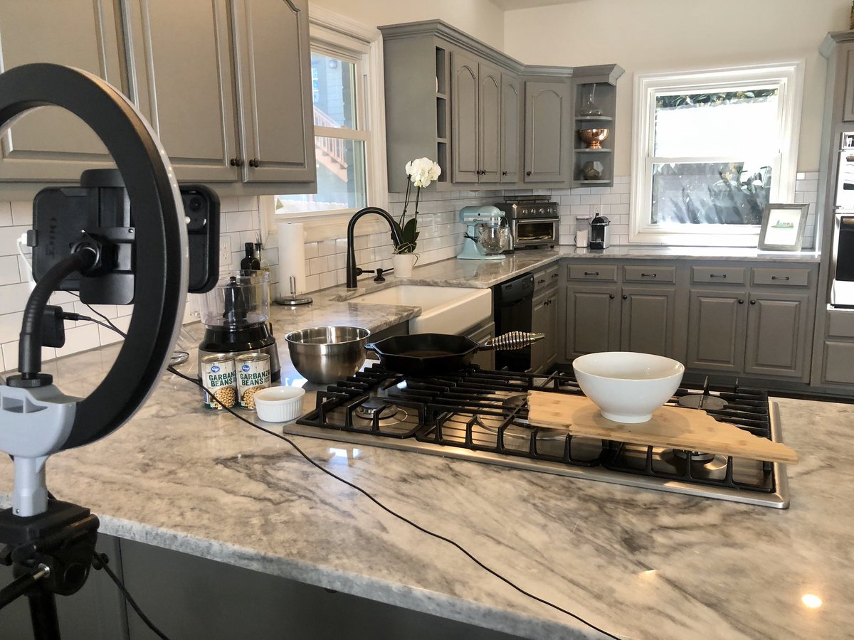 RebCunningham's tweet photo. Turning my kitchen into a set to shoot a cooking segment for my friends on @NC5_talktown. What am I getting myself into 🤭😆 https://t.co/GEjNxBSvS1