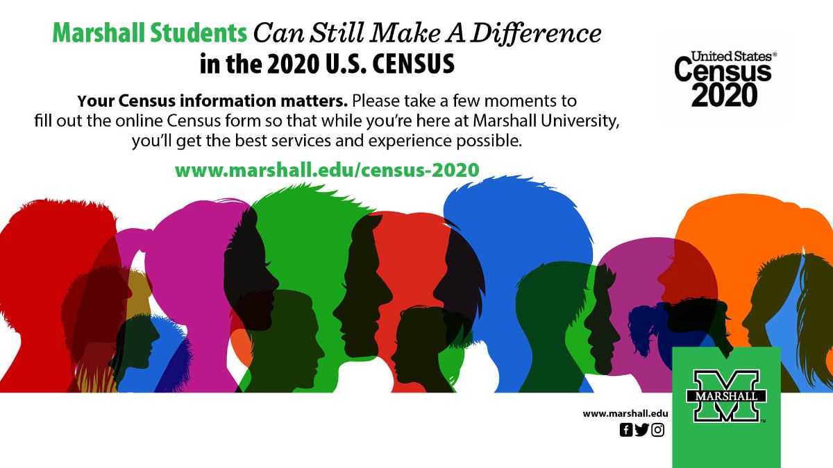 marshallu's tweet photo. Need a study break? Take the #2020Census. 
Every 10 years, the Census Bureau counts everyone in the United States. It is so important that every single person responds, including college students! Learn more at https://t.co/msGfRYyTBJ. 
#BeCounted #MarshallUFamily https://t.co/lwBn5itKzB
