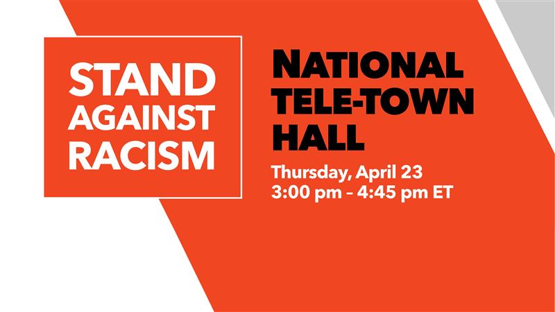 YWCAUSA's tweet photo. Socially distancing doesn't mean we can't join  together to #StandAgainstRacism. Join us for a virtual town hall on April 23rd to learn how we're continuing this conversation now - and always. Sign up here: https://t.co/OOgfYvOlxM #JusticeTakesWork #StrongerTogether #YWomenCount https://t.co/xAGNZaWcVj