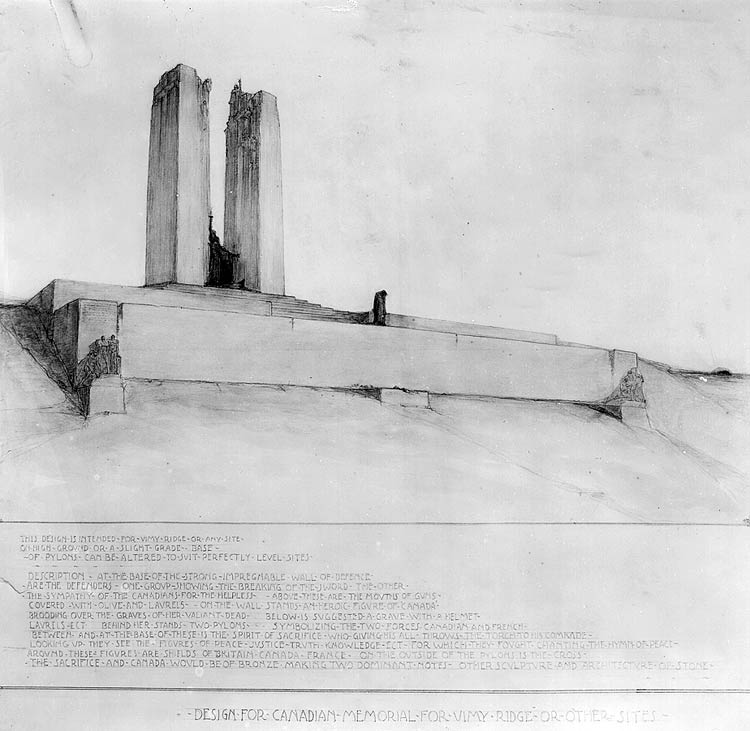 The monument was designed by Walter Seymour Allward. His design was selected from 160 others submitted for a competition held in the early 1920s. [LAC photos]