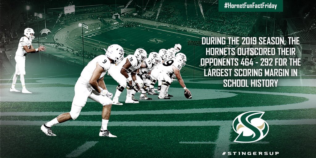 SacHornetsFB's tweet photo. #HornetFunFactFriday:
During the 2019 season, the Hornets outscored their opponents 464 - 292 for the largest scoring margin in school history. #StingersUp https://t.co/Pe1iNlv65H