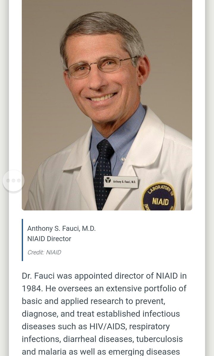 9. > National Institute of Allergy and Infectious Diseases -Dr. Anthony S. Fauci is Director of NIAID, part of the National Institute of Allergy and Infectious Diseases. He was one of the principal architects of PREFAR - President's Emergency Plan for AIDS Relief.
