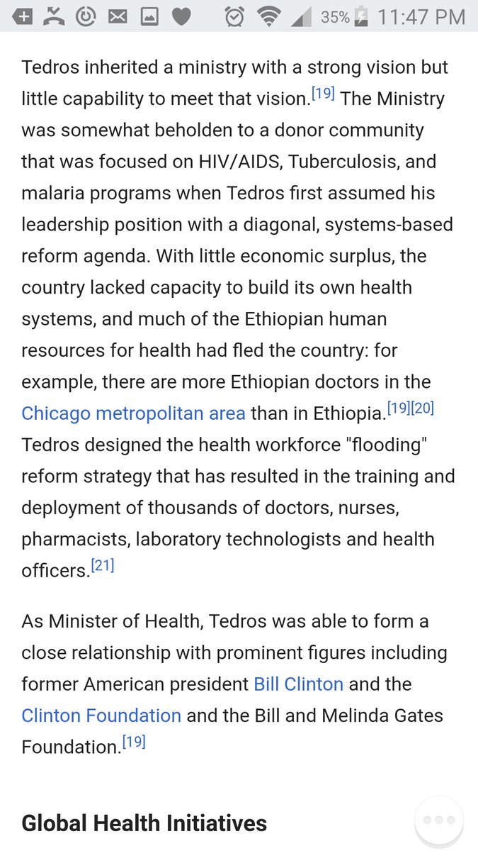 12. Tedros Adhanom Ghebreyesus, WHO General Director2009 -member ofthe High-Level Task Force for Innovative Financing forHealth Sys, co-chaired by World Bank PresidentZoellick/UK PM G Brown.Also served as member of the GAVI Board and the Inst of Health Metrics & Eval Board