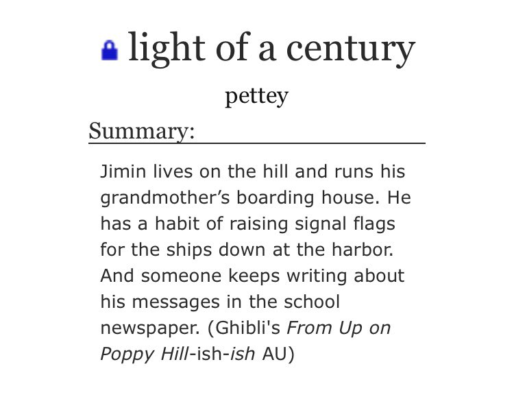 ➳「 light of a century 」< link:  http://archiveofourown.org/works/8032054  >♡ - high school au♡ - it's 1963♡ - post-war♡ - slow burn♡ - fluff and angst + a little bit of smut♡︎ - i love every single thing about this fic♡︎ - read the warnings written on the notes ⚠︎︎
