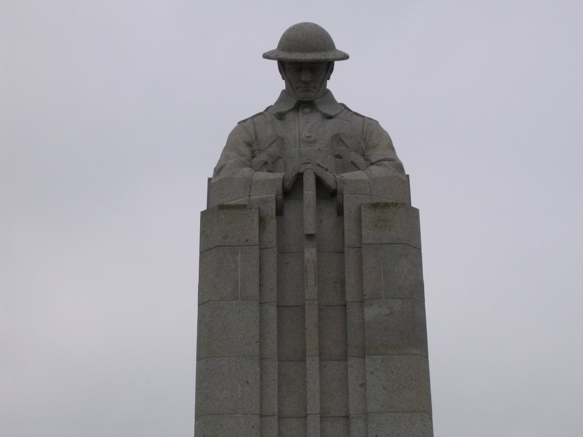 The Cdn govt originally wanted one design for all the battlefield memorials, but Allward's design was the clear winner and too expensive to duplicate. Only 2 other designs were used. Frederick Clemsha's Brooding Soldier at St. Julien (Ypres) and a cube design everywhere else.