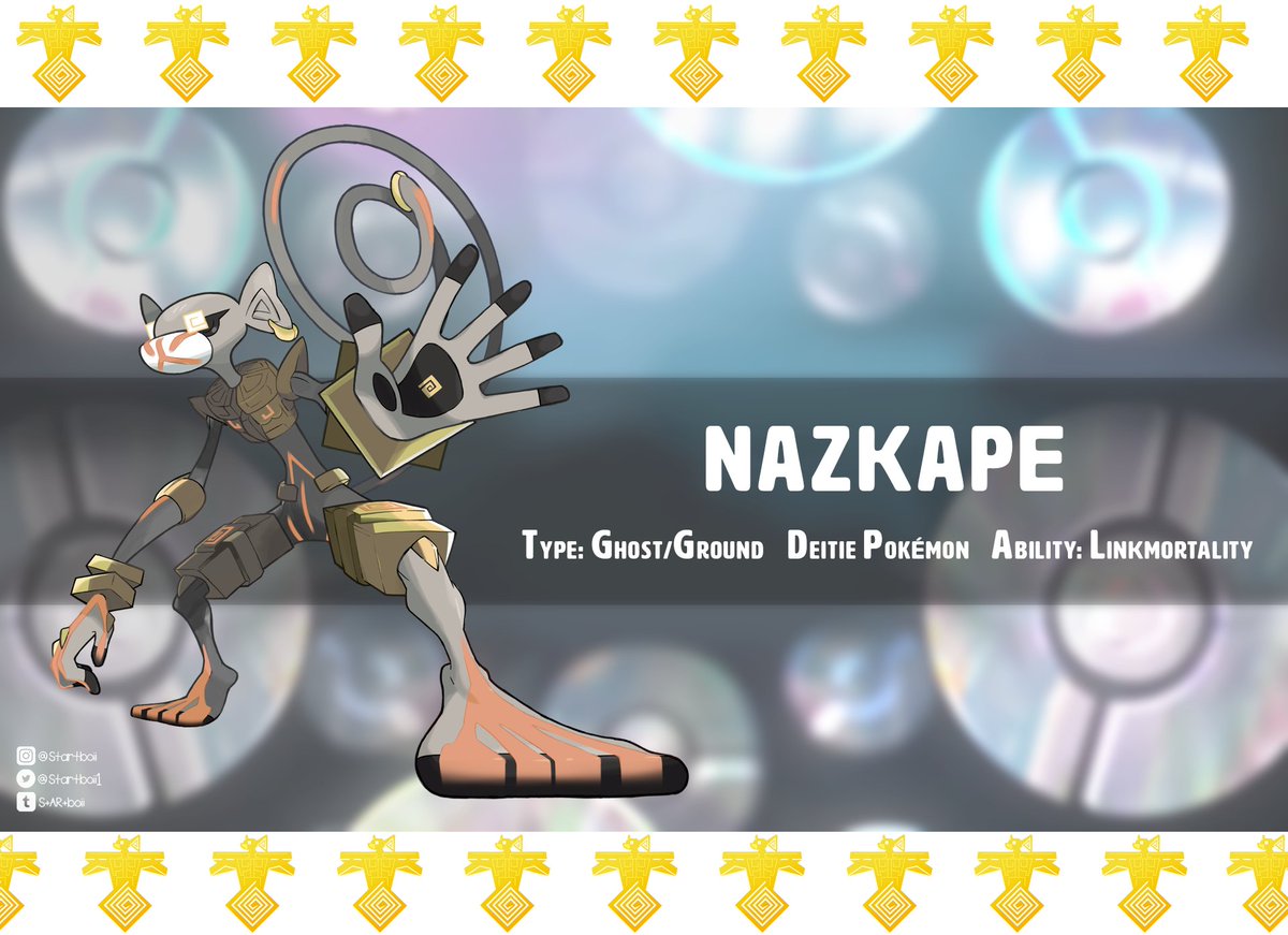 Let me give you an introduction to my little Summer Project called "Pokémon Frontier" a whole game concept that takes place at the "Latar Region" a new region based on Latinamerica and it's culture Here is the main legendary called "Nazkape" based on the Nazca Lines...