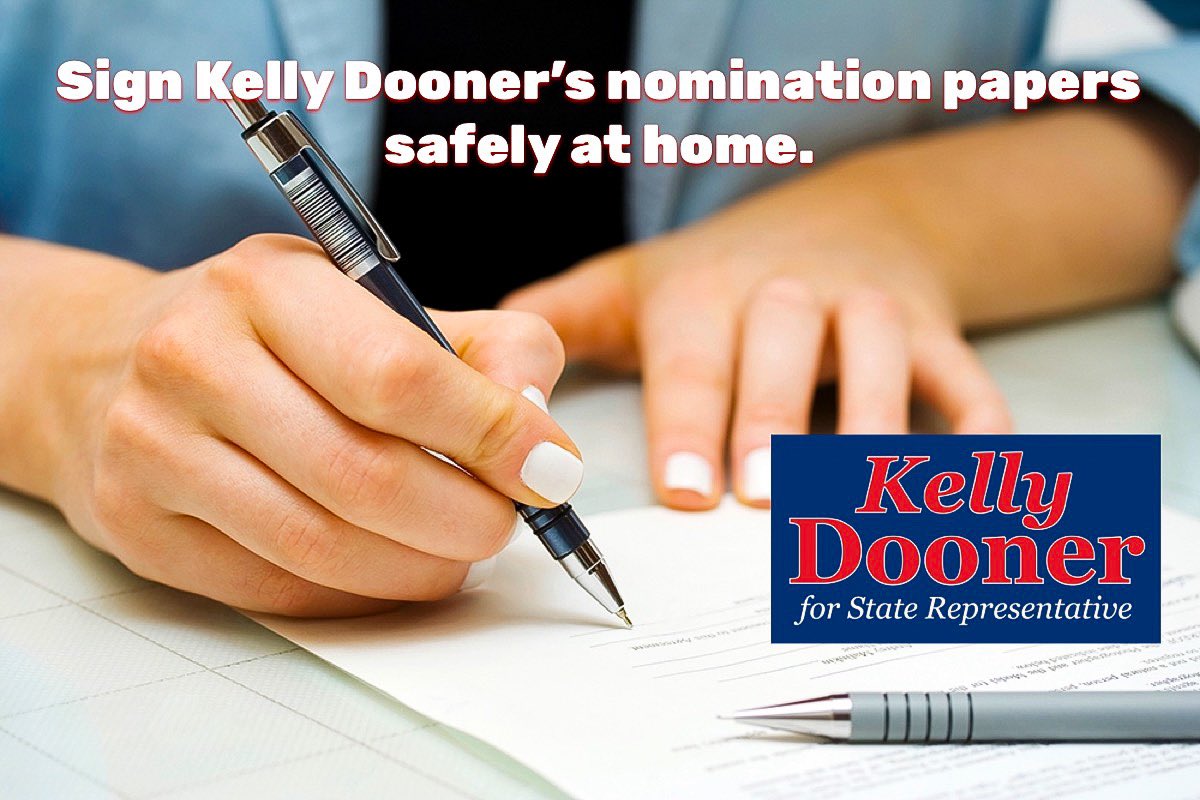Kelly Dooner (@kelly4staterep) on Twitter photo You can sign Kelly Dooner’s nomination papers for the November ballot safely at home. Email Kelly@KellyforRep.com and she’ll mail you a form. Sign and have anyone in your home sign, and then return. Easy and safe. Thanks for your support. #mapoli #Easton #Taunton #3rdBristol You can sign Kelly Dooner’s nomination papers for the November ballot safely at home. Email Kelly@KellyforRep.com and she’ll mail you a form. Sign and have anyone in your home sign, and then return. Easy and safe. Thanks for your support. #mapoli #Easton #Taunton #3rdBristol