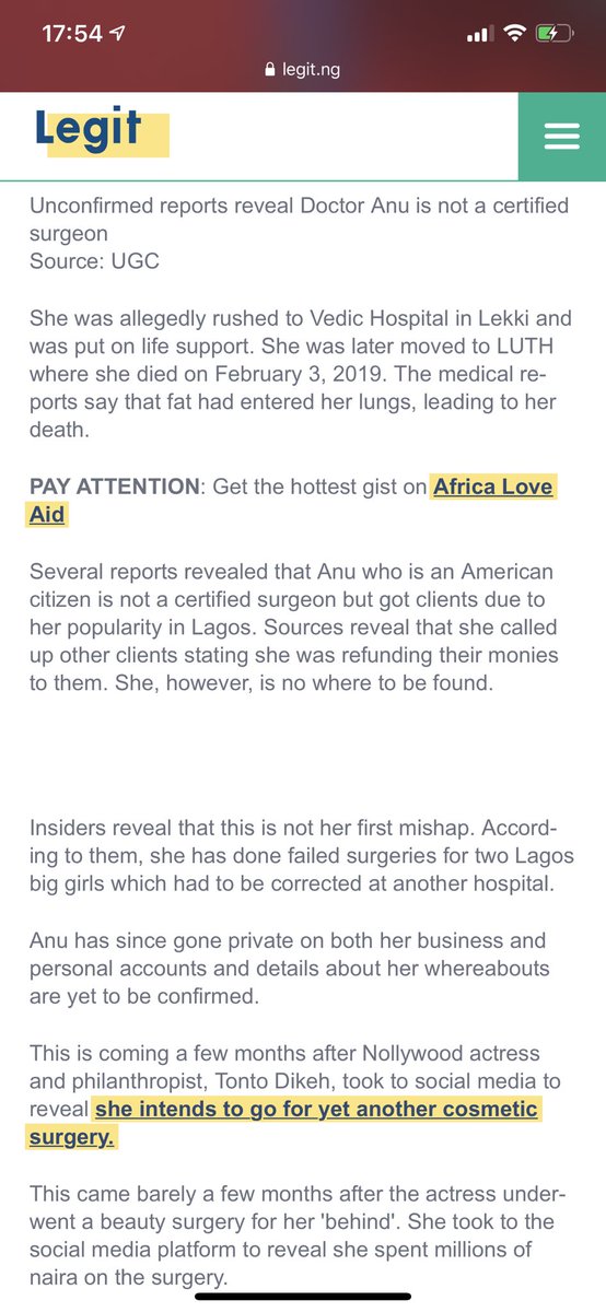 Here is the story of the beauty queen who died. This story was everywhere all through last year. The Dr Anu was said to run away that time.The minimum you can do as a patient is to research the doctor/clinic well before lying down for anyone to start cutting you up like turkey.