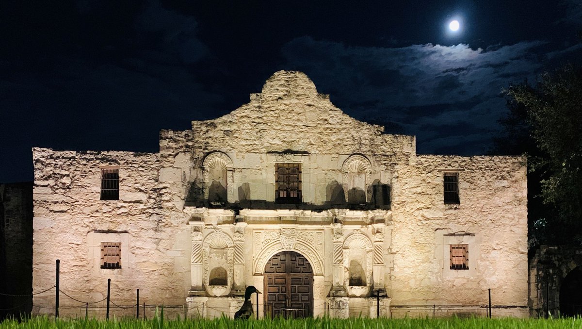 OfficialAlamo's tweet photo. Our resident duck was quite impressed by the pink super moon on Tuesday night. 
#WildlifeAtTheAlamo https://t.co/fshEkJVCDS