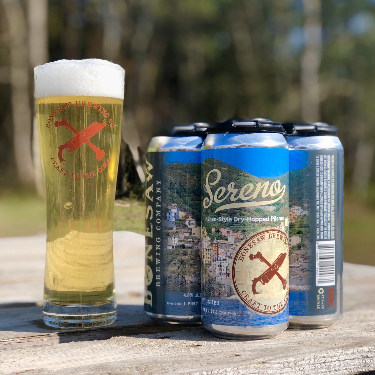 BonesawBrewing's tweet photo. NEW RELEASE!
Sereno is a classic German pils dry hopped in the Italian-Style w/ German Saphir noble hops, resulting in a super clear, pale &amp; crisp lager bier! This one we brewed for us, but we welcome you to try it!  4.8% ABV, 33 IBU &amp; now avail for takeout- Alla vostra salute! https://t.co/hqpP2npp4r