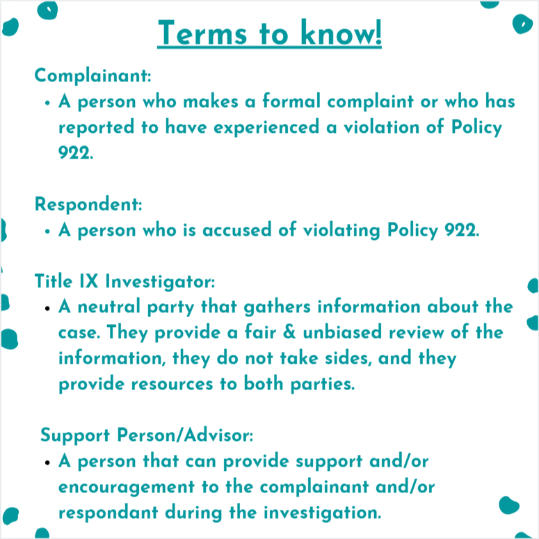 State_ItsOnBlue's tweet photo. Hey Sycamores!

This is our last post in for this TItle IX and Policy 922 series. I wanted to end it with some definitions you all should know when it comes to our office and the policy! I hope you all learned a lot and enjoyed the information!

#itsonblue #titleix #policy922 https://t.co/5WPDgZtk6J