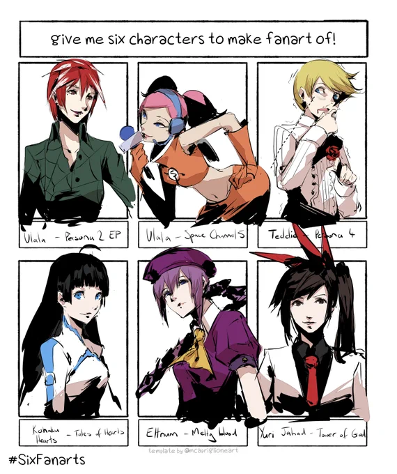 Sketch(es) #100. Guess I made it to something lol, I'm pretty disappointed that I wasn't able to colour all of them or get to drawing all of the suggestions but there was only so much I could do with the time I had lol. I hope it's to your liking! (1/3)

#SixFanarts 