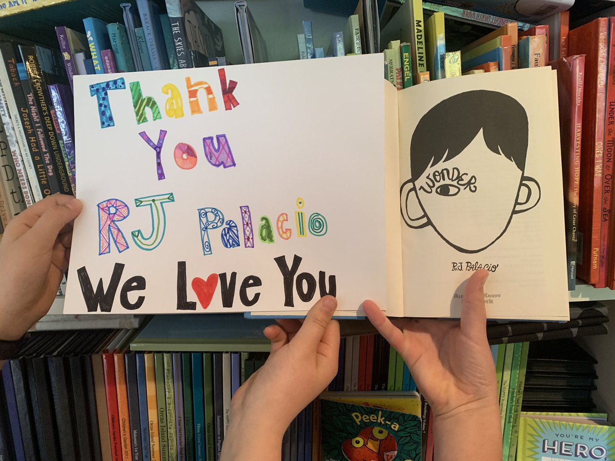 drosenberg91's tweet photo. @RJPalacio thanks for taking your time to share your #Wonderful book with the world. Our family has loved the experience and our kids wanted to say #thankyou. https://t.co/FqidLjTqS6