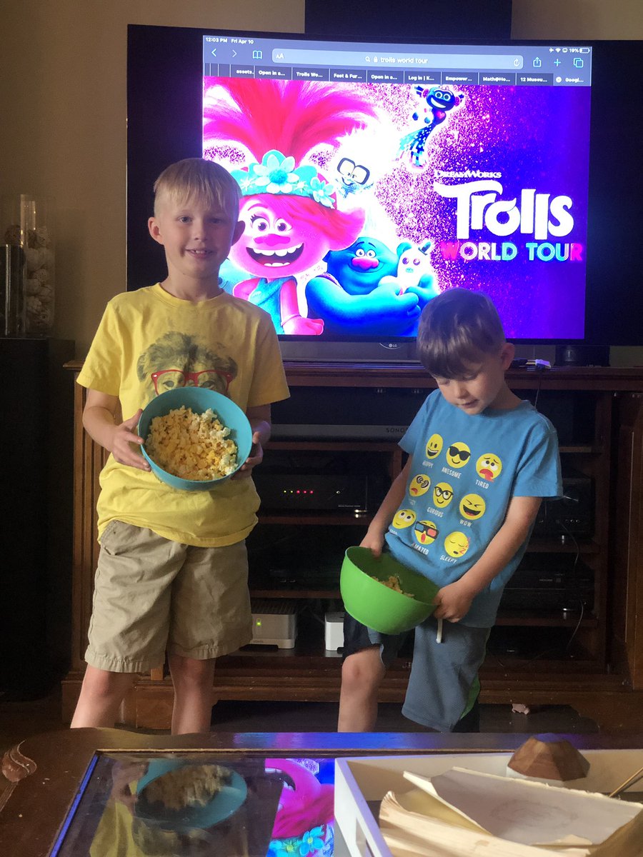 Time for the Trolls World Tour premiere! Adding a little color, music and joy to our quarantine world! #trollswatchparty