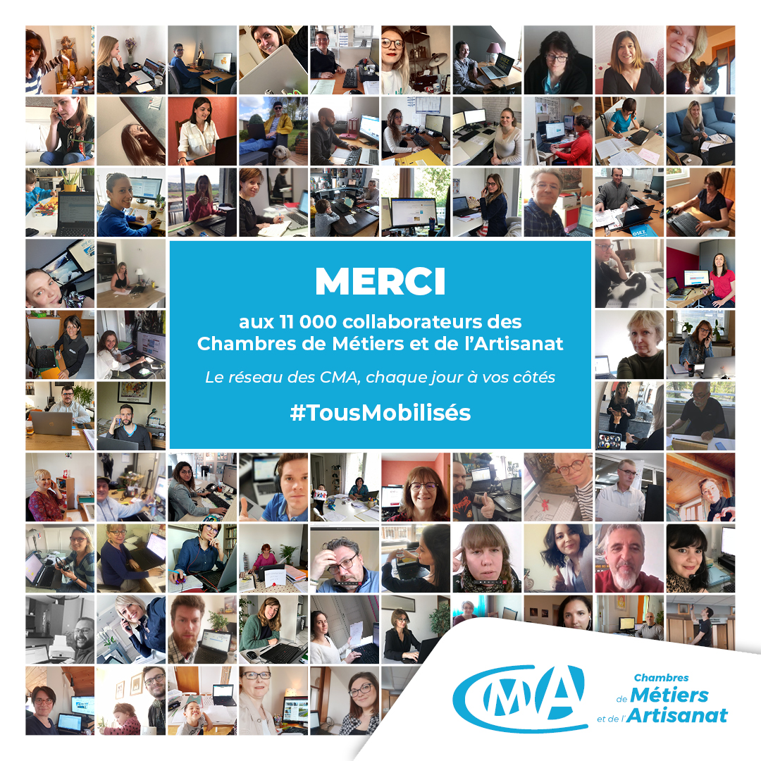 CMAFrance_'s tweet photo. #Covid_19 Après 4 semaines de confinement, les conseillers des #CMA sont plus que jamais mobilisés pour accompagner les artisans sur tout le territoire ! 📲🖥️📞#TousMobilisés #artisanat https://t.co/s5p4Jsuoi3