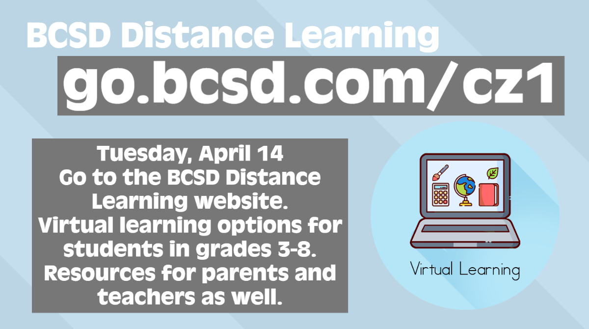BCSD STUDENTS: Access the BCSD Virtual Learning Website on Tuesday, April 14 to stay engaged and learning! #TeamBCSD #BCSDLearns