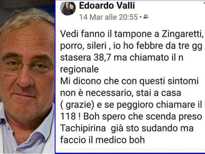 Corriere's tweet photo. La morte del  dottor Valli e quel post su Fb: «Tamponi ai politici, a noi medici no» https://t.co/v9PD2tpJHQ https://t.co/hTRPo72if6