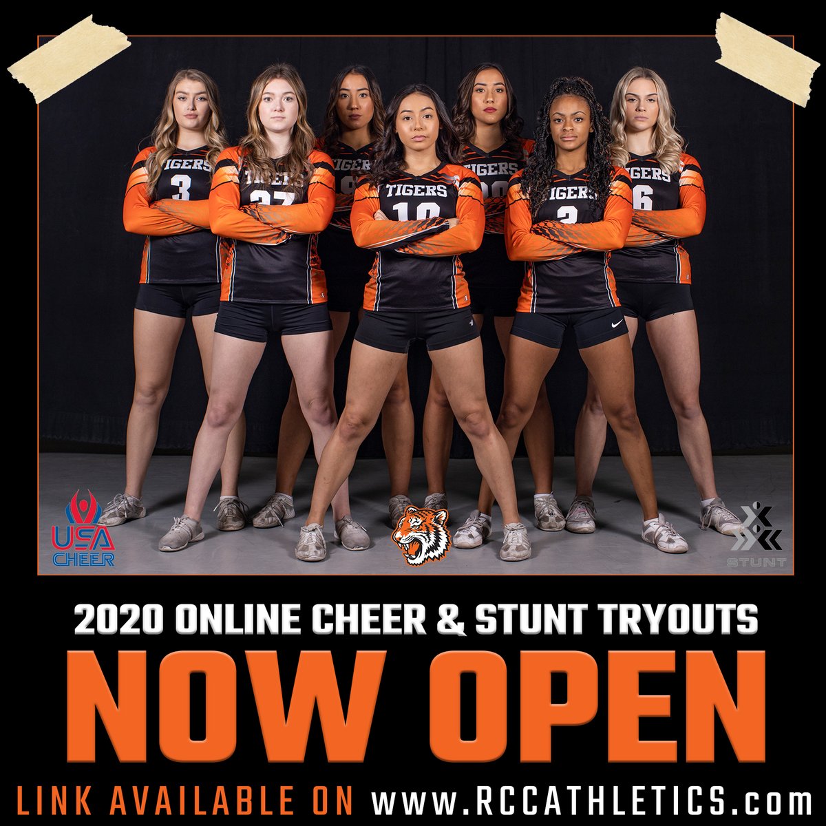 <a href="/RCCSpiritTeams/">RCC Spirit Teams</a>: 2020 Online Cheer &amp; STUNT Tryouts are up and running! Don't miss out on your chance to be a part of the top-ranked Tiger Cheer &amp; STUNT squad. Tryout information on RCCATHLETICS.com. #TheCommunitysCollege