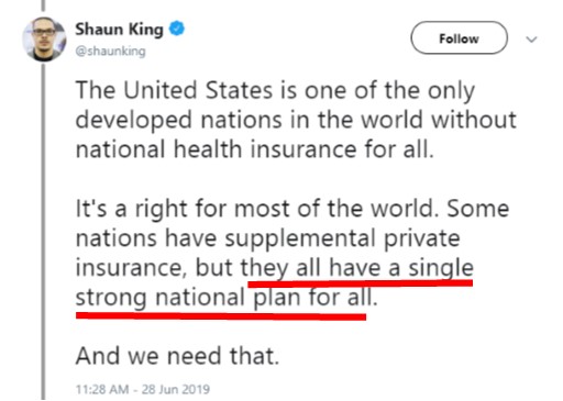 None of this is true. The majority of UHC countries do NOT have a national SP program. It’s NOT only supplemental ins. About 10% of people in the UK buy comprehensive private ins. Here’s why people in Finland do:  https://www.theguardian.com/society/2016/feb/23/finland-health-system-failing-welfare-state-high-taxes