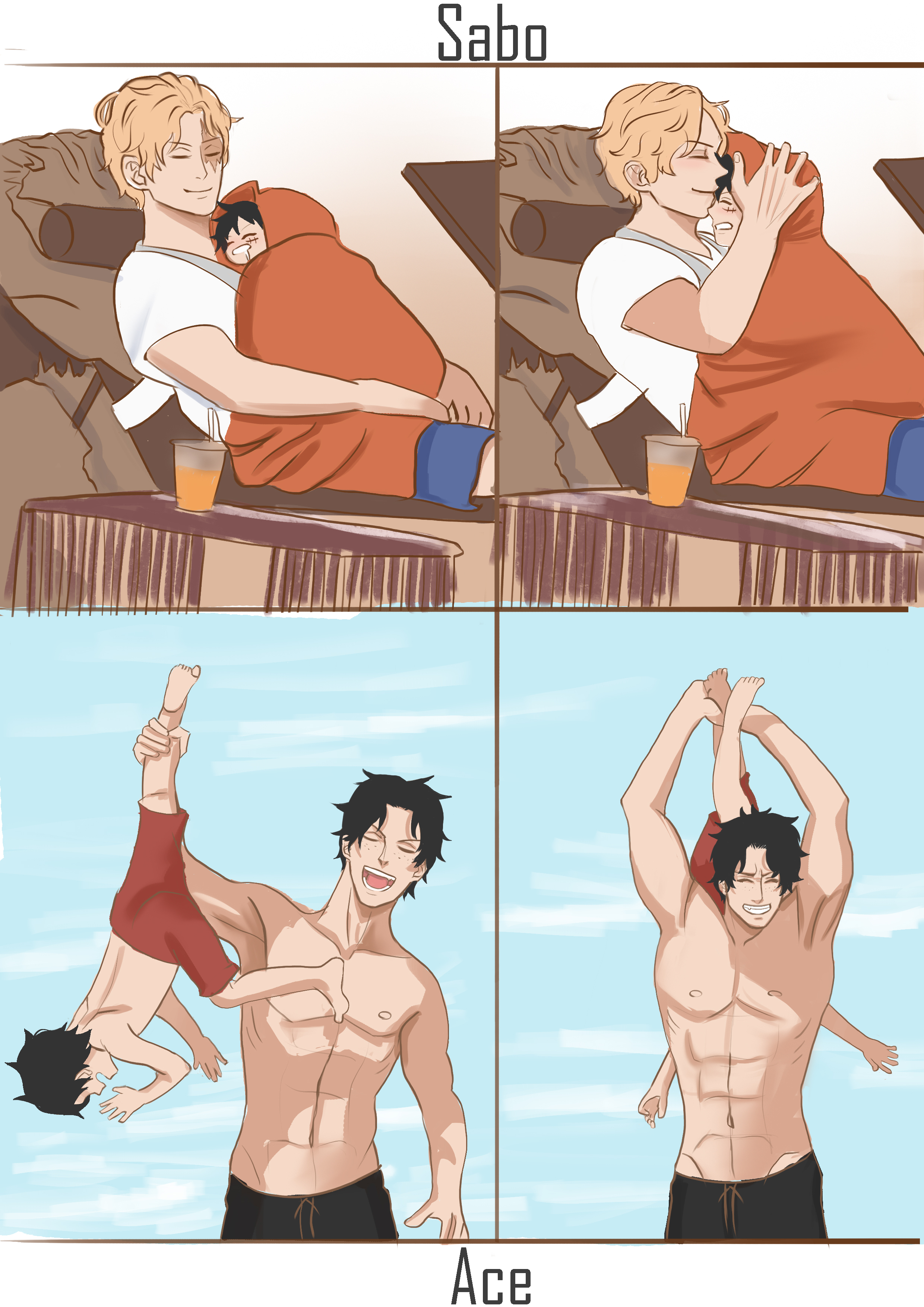 然晴 When Brothers Take Care Of Their Little Boy Asl Onepiece Ace Sabo Luffy ルフィ エース サボ 盃兄弟 日常 T Co Qju2mt5kjm Twitter