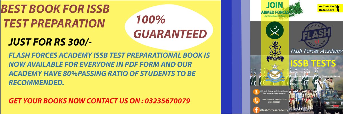 forcesacademy's tweet photo. Best book for Issb and initial test preparation available , to buy the book contact us on : 0323-5670079 ... just for rs 300/- https://t.co/H46PMrQp8S