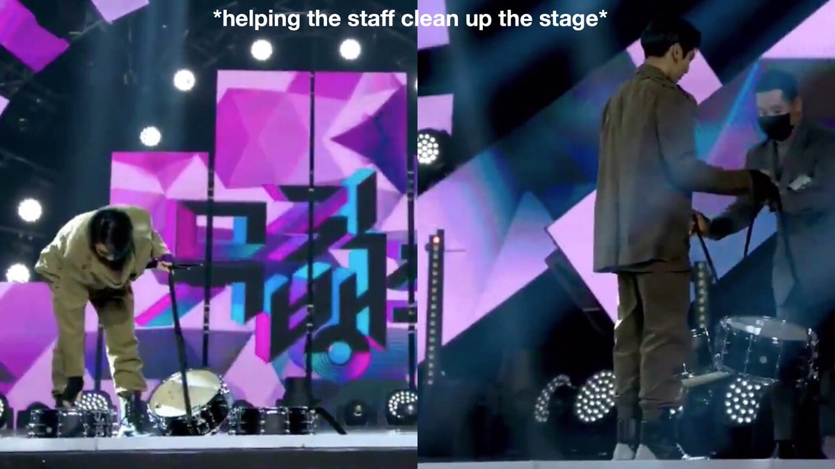 jungkook always helping to clean up, even tho he doesnt have to! or following the rules always, the best role model :(