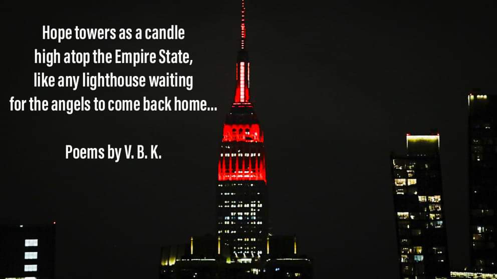 VBKPoems's tweet image. Hope Towers (a COVID-19 Poem) - 

...Hope blazes over the bay where
an army of white gowns
and blue collar shirts risk their own lives 
to keep the city burning... 

crevicesofbeautifulminds.blogspot.com/2020/04/hope-t… 

#poem #poetry #hope #covid19 #covid #cornonavirus #nyc #newyork #NewYorkCity