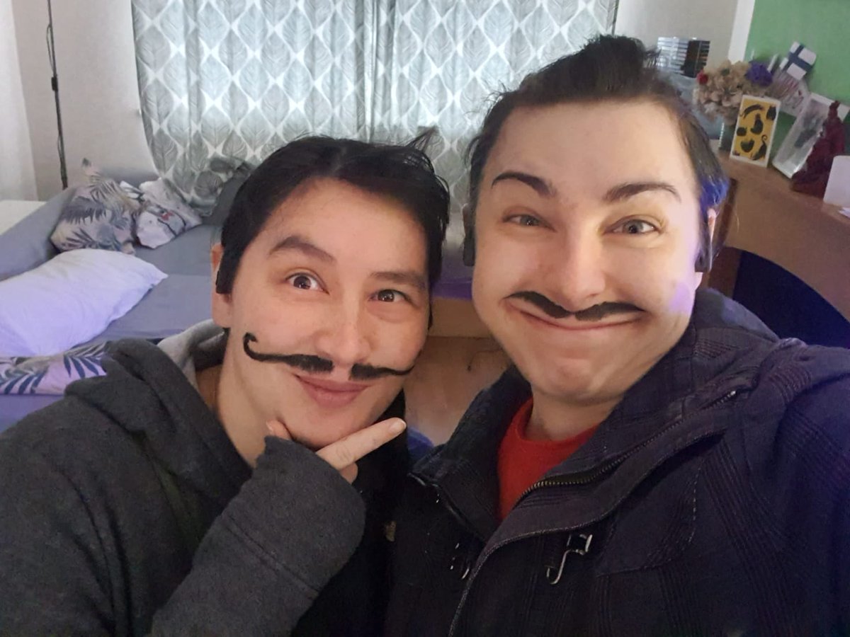 FreitagEvee's tweet photo. @sheldon_thorne_ @sarahlivewell @SibSiobShiv @weareplatfform @CandiceLloyd20 @MorganTesni All moustaches were kept confidential during the meeting, but here is a throwback to my get up for Movember run last year to comfort you 😝 https://t.co/nK0FjXVJvV