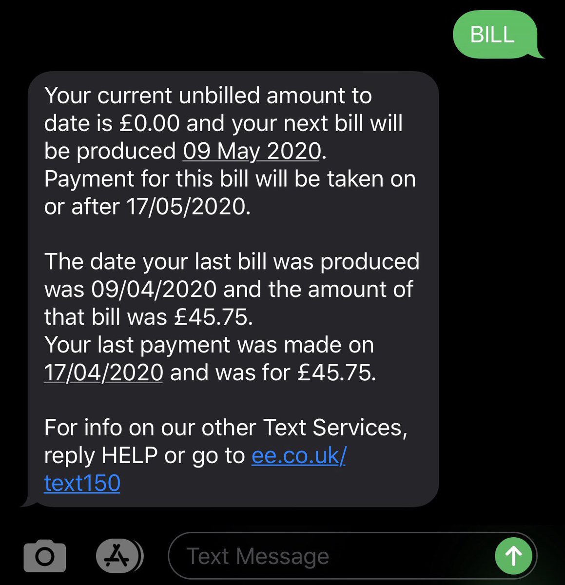  @EE is the chat option not open at this time? My DD payments normally go out on the 17th if it’s a week day, my bill came out yesterday and it said I already paid for this on my account and texting BILL to 150 today, normally this happens 3 days before cash goes out.