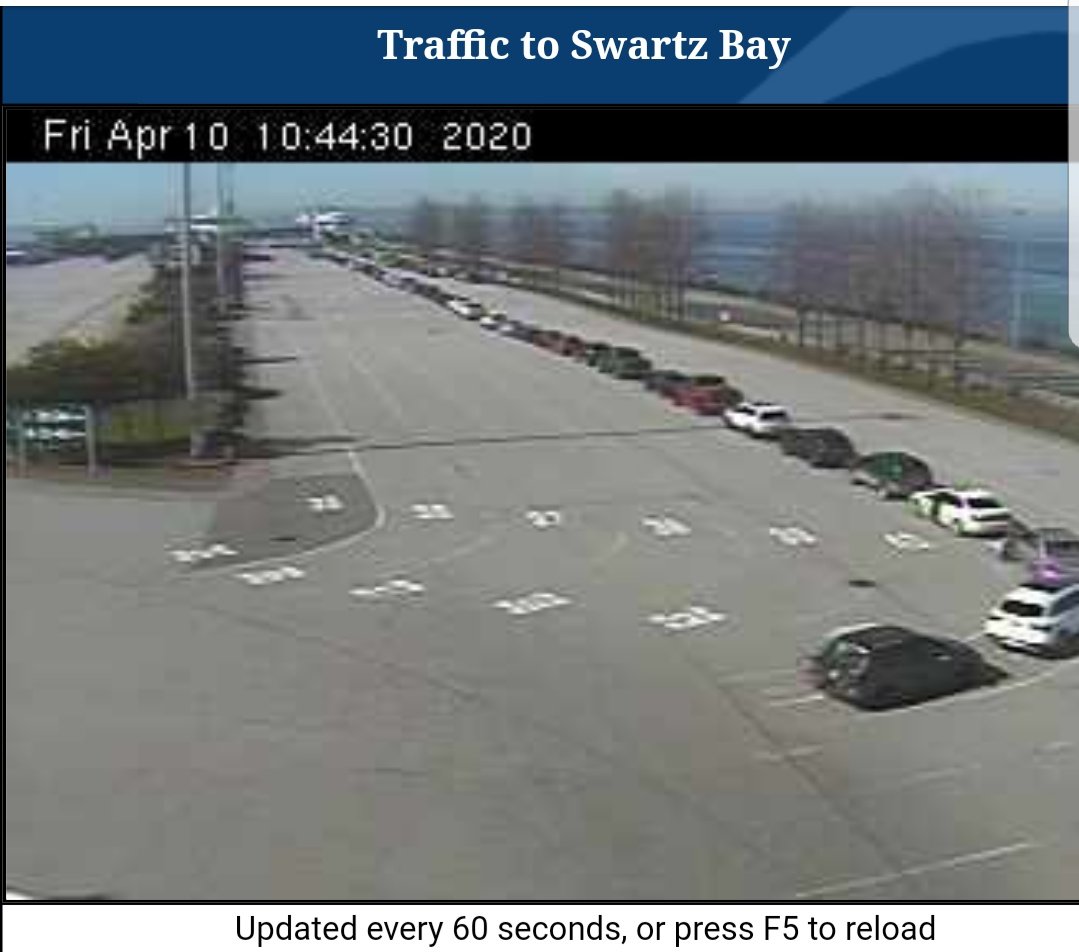Here is the line of vehicles going to Victoria from Vancouver on  @BCFerries 11a.m. sailing. Ship is 80% full.
