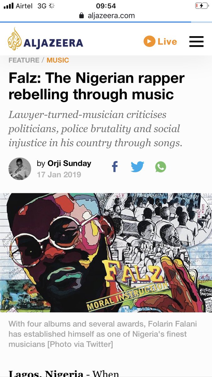 8. I won’t rant about Burna Boy. But if my opinion will ever count, he is not Fela. Falz instead looks closer to Fela. Maybe not in the majesty of his styles and activism but his idea that music can be more than lyrical pleasure.