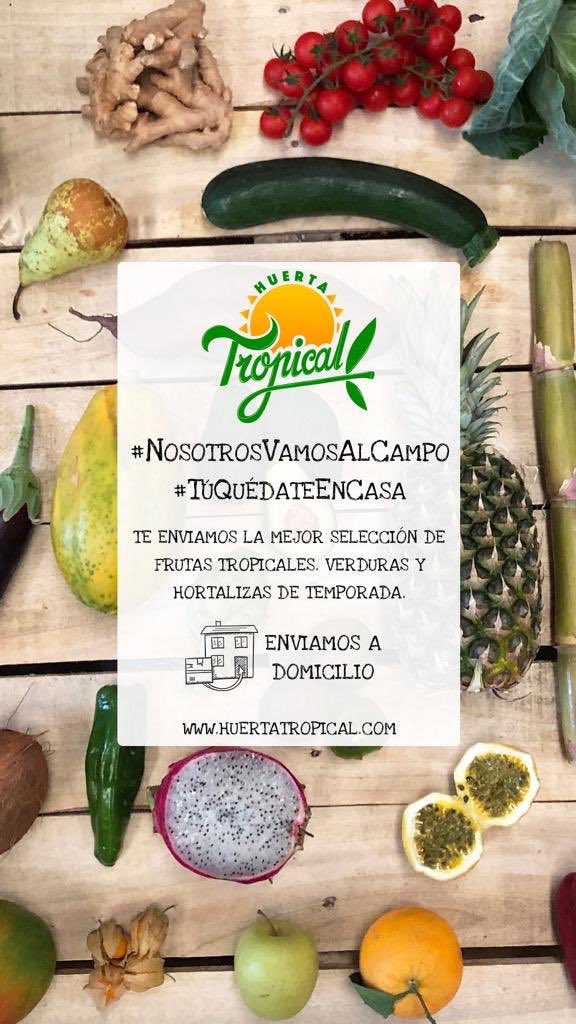huertatropical's tweet photo. #NosotrosVamosAlCampo 🍃
#TúQuédateEnCasa

Nuestra Huerta deja de ser exclusivamente #Tropical 🥑 estos días, para convertirse en una Huerta #Tradicional 🥬 y que no te falte de nada.

Te enviamos a casa 🏡 la mejor selección de frutas, verduras y hortalizas 🥑🍅🥒 de temporada. https://t.co/p6zvxTaU4F