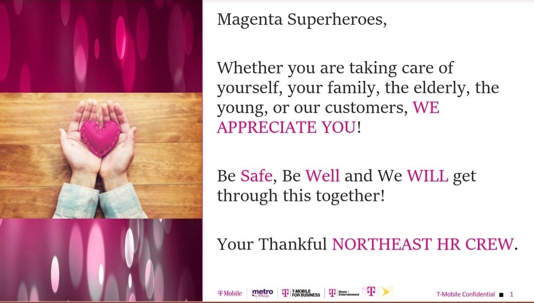 Heartfelt Thank You to <a href="/TMobile/">T-Mobile</a>  Superheros!!!  Can begin to tell you how much we APPRECIATE each of YOU!!! #HRforAll #MDCP <a href="/thayesnet/">Terry Hayes</a> <a href="/NEJimInman/">Jim Inman</a> <a href="/celena34amato/">Celena Amato</a> <a href="/JMobile4U/">Jason Shepherd</a> <a href="/beneph/">Ben Ephie⭕️</a>