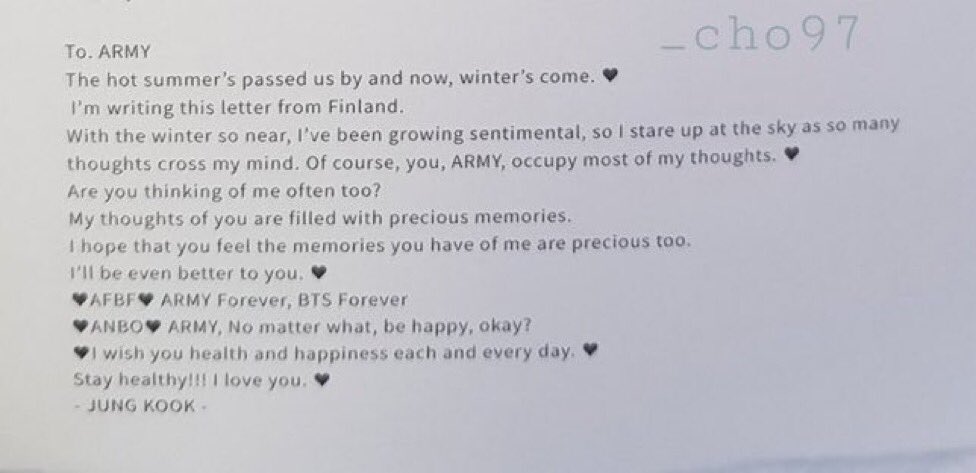 his letter for army, he loves us so much