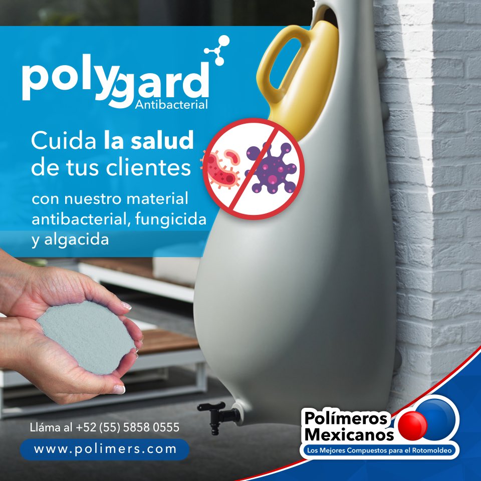 Conoce los beneficios de Polygard, tu mejor opción para evitar hongos o bacterias.
100% seguro para el contacto con agua potable 
#polimeros #polimerosmexicanos #antibacterial #rotomoldeo