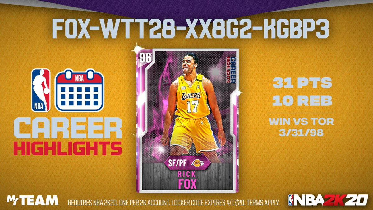 científico Flecha Producción NBA 2K23 Locker Codes on Twitter: "🔥 Rick Fox Career Highlights  #LockerCode. Fox dropped 31 points and 10 rebounds against the Raptors on  March 31, 1998 in a W. Use this #code