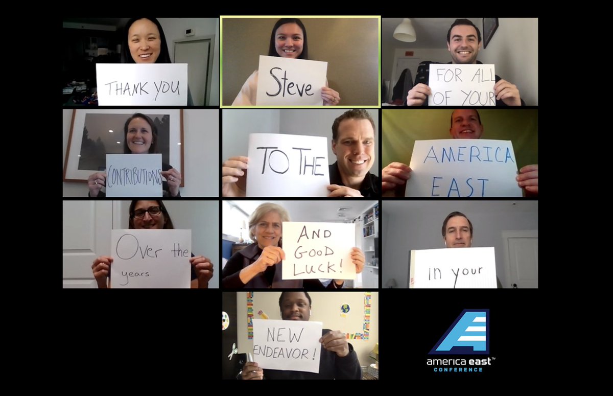 AmericaEast's tweet photo. Thank you, @unhsteve! Congratulations and good luck in your new role as @hockey_east Commissioner!

#3Pillars | #AEPride https://t.co/2XwVdgfAq8