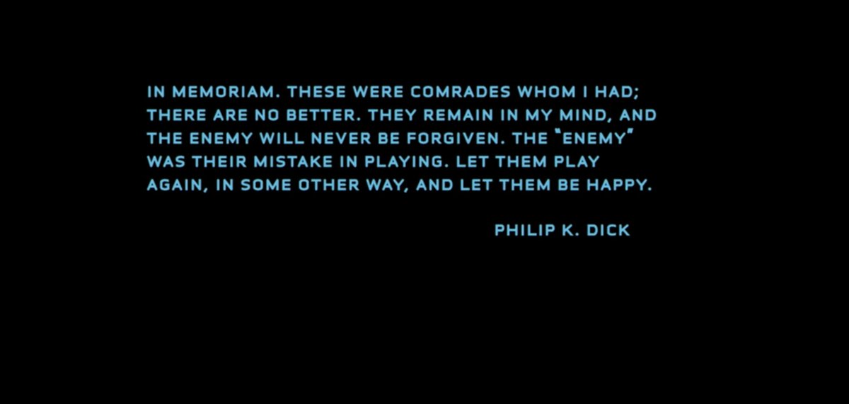 ultrasnake5665's tweet photo. La frase final en la película Scanner Darkly (2006), del mismo Philip K. Dick. Proveniente de la novela homónima y que la hizo de manera autobiográfica.
#sciencefiction #scifiartist #scifiworld #scifimovie #ScannerDarkly #cienciaficción #scifi #ilovescifi #PhilipKDick https://t.co/oguFqEuAvX