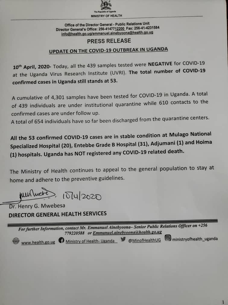 It is a GOOD Friday indeed. 439 samples have all tested Negative for COVID-19 today. God is great. 
Stay home, stay safe.
