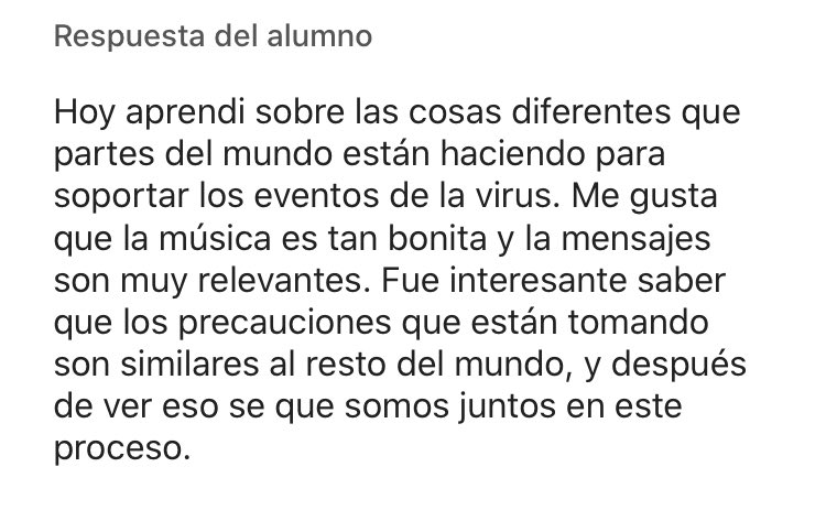 These responses were inspiring and gave me the extra fuel  I needed to keep myself motivated and doing my job as a Spanish teacher the best I can with what I have.  #langchat  #covid19wl  #QuedateEnCasa  