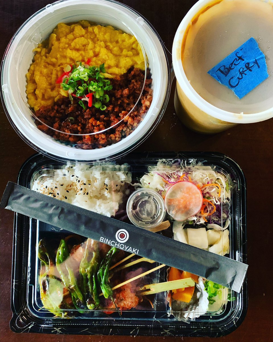 BINCHOYAKI's tweet photo. #PICKup #bento #🍱 and your #weekendFIX
.
Open from 11-8pm straight thru.
.
#CALLin or #ORDERonline
.
#SOBOROdon #BINCHOYAKIbento #CURRYtub
.
#FUCKcovid19 https://t.co/OSSJw421pD