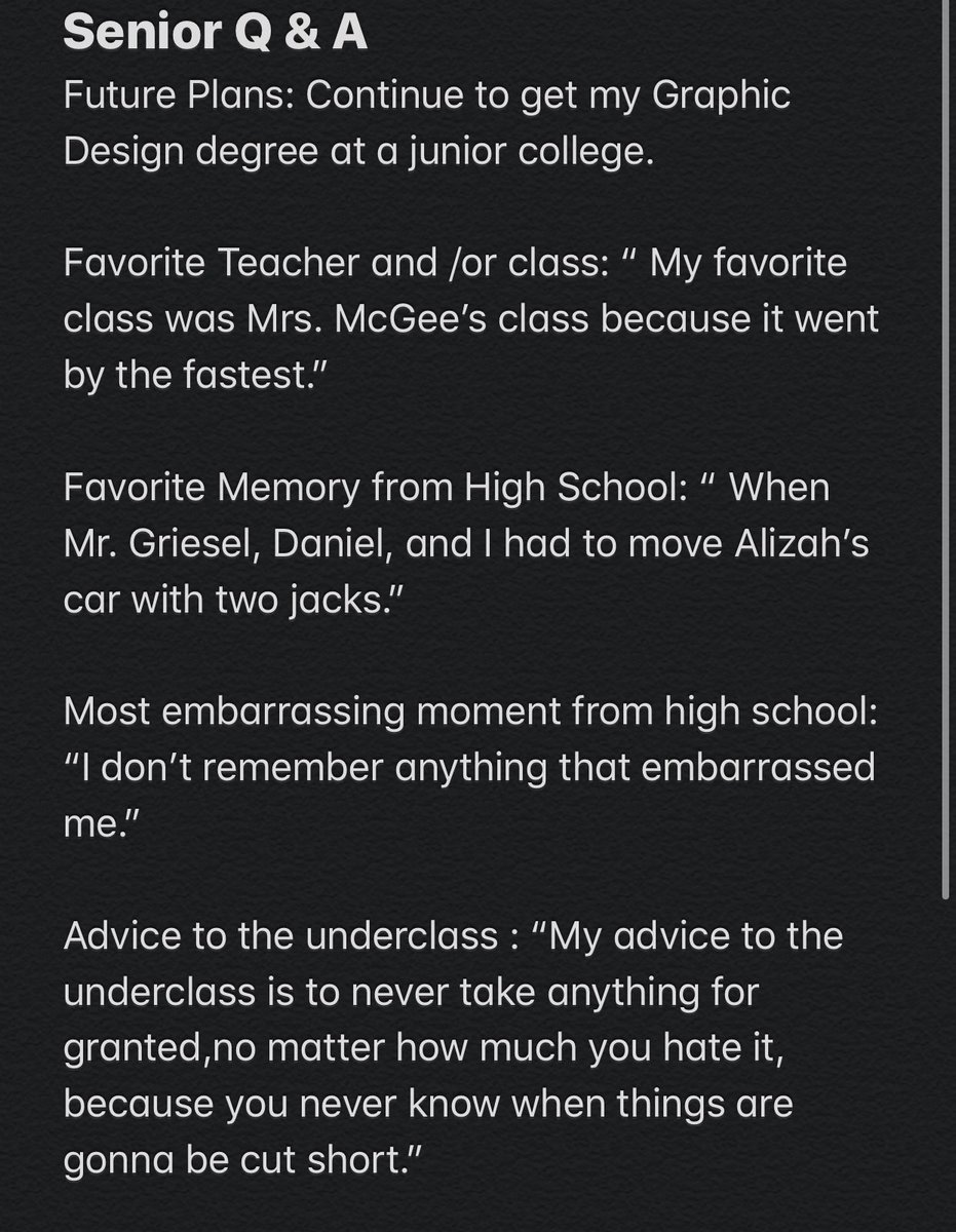 Senior Spotlight #7, Trenten Tindle!