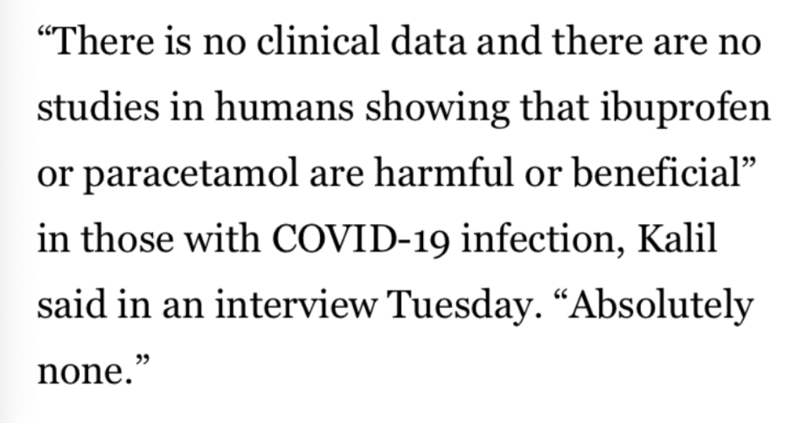 The article quotes some experts coming down hard with the “there’s no evidence” construction.“No evidence” is such a weird things to say here. There’s a plausible mechanism! The only reason there’s no evidence is that we haven’t had time to run the studies.