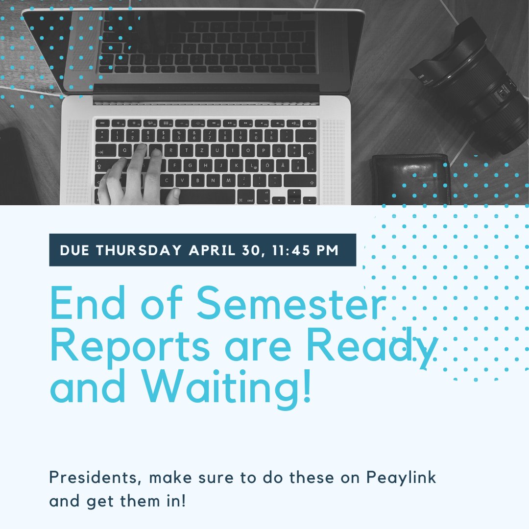AustinPeaySOC's tweet photo. Make sure to get these done, they are mandatory! Only organization presidents can fill them out on Peaylink! https://t.co/zL6uUGFFLE