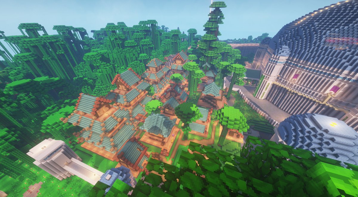 Bkgvinc's tweet photo. Hey coucou voilà quelques screenshots #minecraft ,Voilà une petit avancé de plus sur mon biome serveur #dunaria de @LetoVII_Gaming , Oh apparition d'un Golem  !!
#shaders (BSL) #photooftheday  #elfique #druide  #inspiration #jeu #gaming  #worldofminecraft #worldofwarcraft #wow https://t.co/UOMu2S88xs