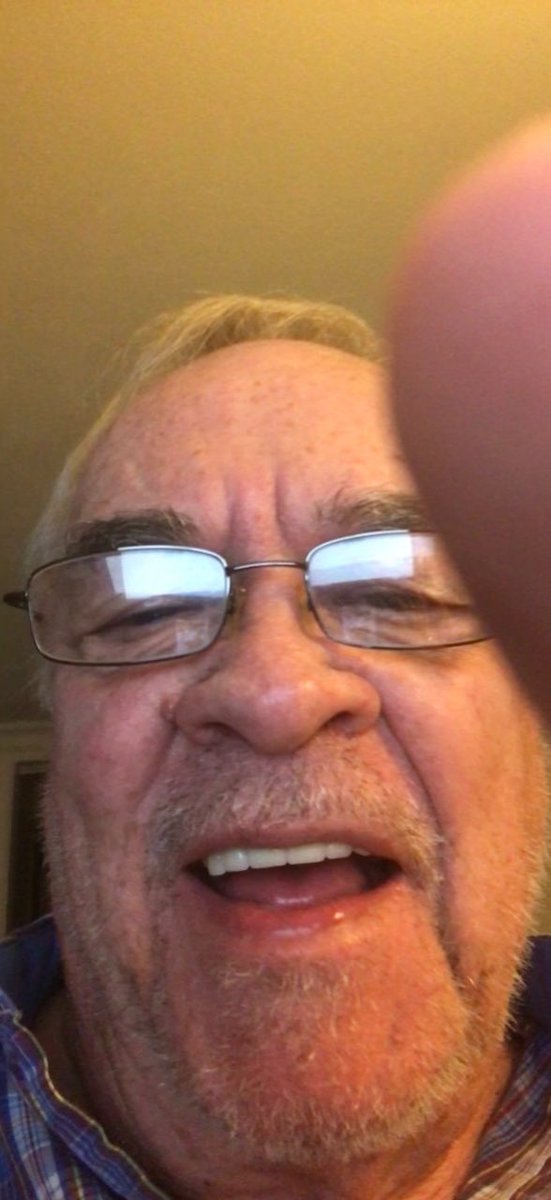 This is my Papaw’s face while FaceTiming my dog 🥺❣️