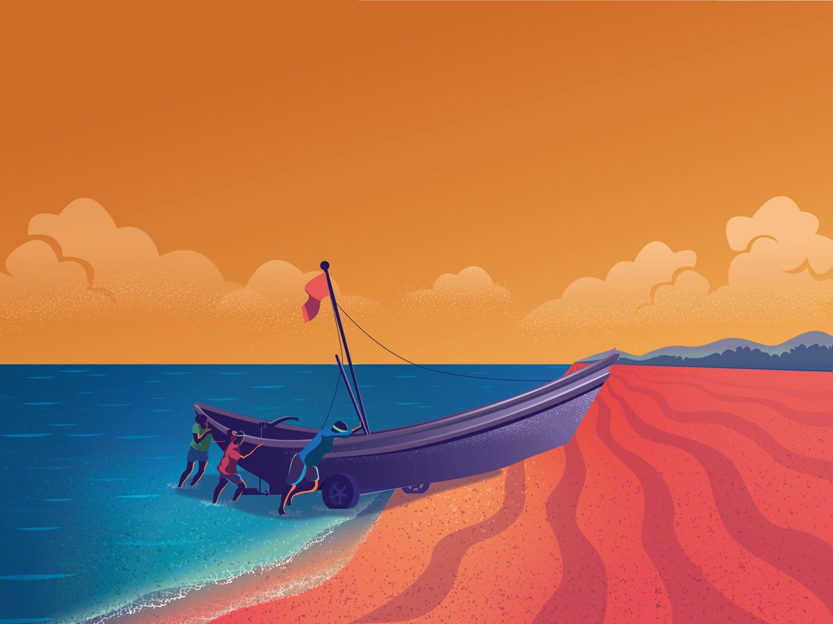 Digital art by Partho Mondal portraying rural life in Bangladesh.