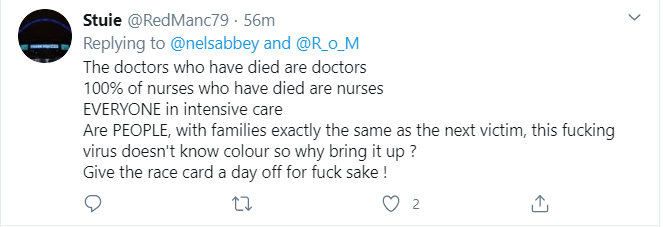 10 doctors dead. 100% of them BAME. Some of the responses: